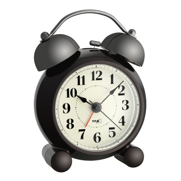 TFA 60.1014 budzik biurkowy zegar wskazówkowy klasyczny płynąca wskazówka
