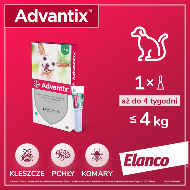  BAYER ADVANTIX dla bardzo małych psów – do 4kg 1 pipeta