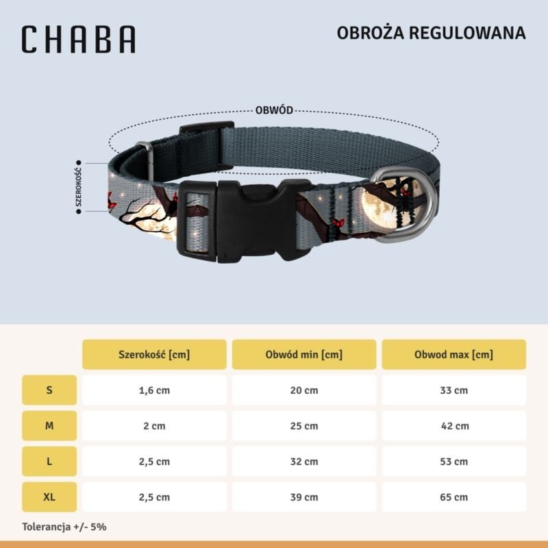 Chaba Obroża regulowana S 20-33x1,6cm Transylvania 