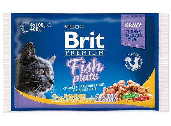 Brit Premium Cat Adult Fish Plate saszetki 4x100g