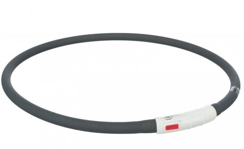 TRIXIE Opaska obroża świecąca USB silikon XS–XL 70cm/10mm czarna TX-12649