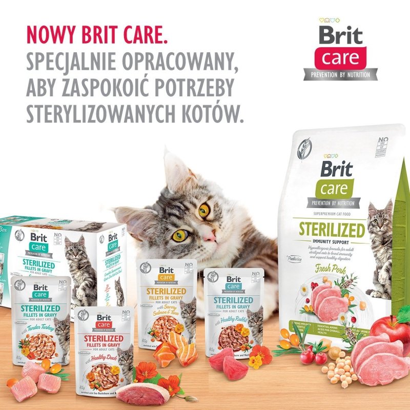 Brit Care Cat Sterilized Łosoś i Tuńczyk filety w sosie 85g 