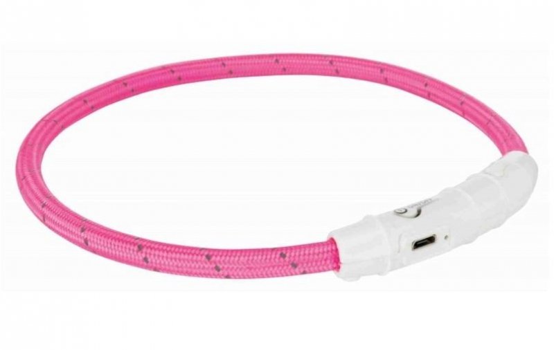 TRIXIE Opaska obroża świecąca USB M–L 45cm/7mm różowa TX-12707