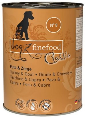 Dogz Finefood Classic N.08 Indyk i koza puszka 400g 