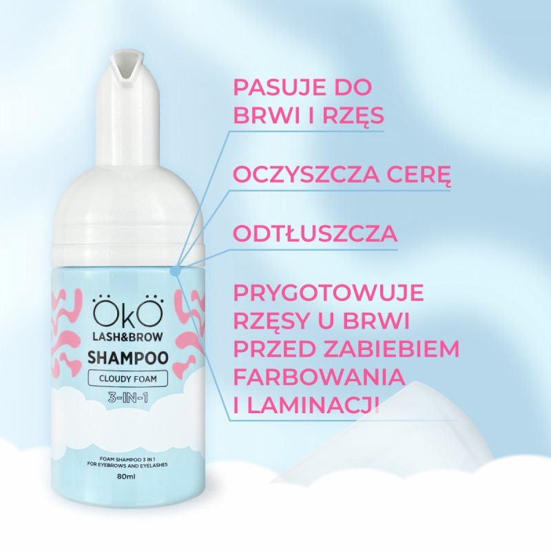 Szampon Cloudy Foam w piance 3 w 1 do brwi i rzęs 80 ml
