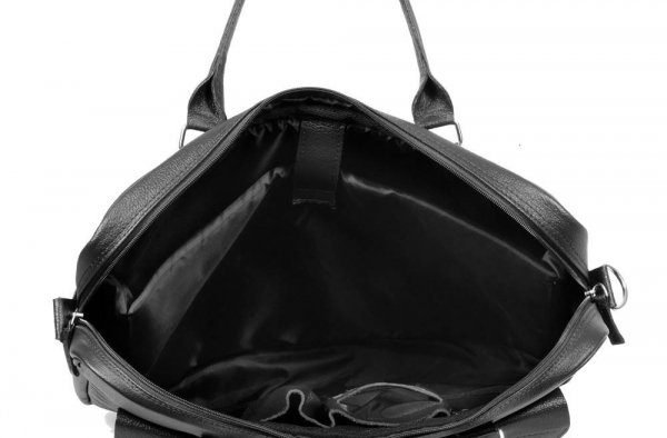 Czarna torba skórzana na laptopa Solome Verona detal 5