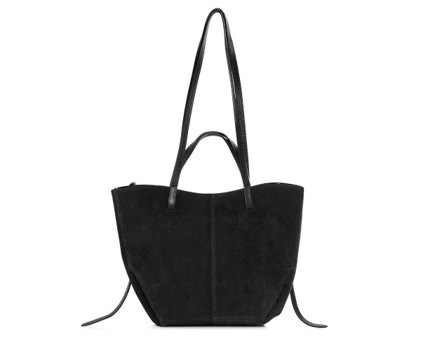 Włoska skórzana torba damska Shopperka Solome Rosa czarna zamszowa do ręki