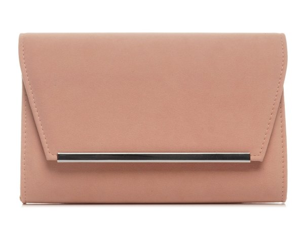 Pudrowy róż  kopertówka torebka wizytowa Solome M10 zamsz dusty pink przód