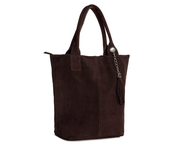 Skórzana torba damska włoska torebka miejska Solome Carvela brązowa zamszowa skos