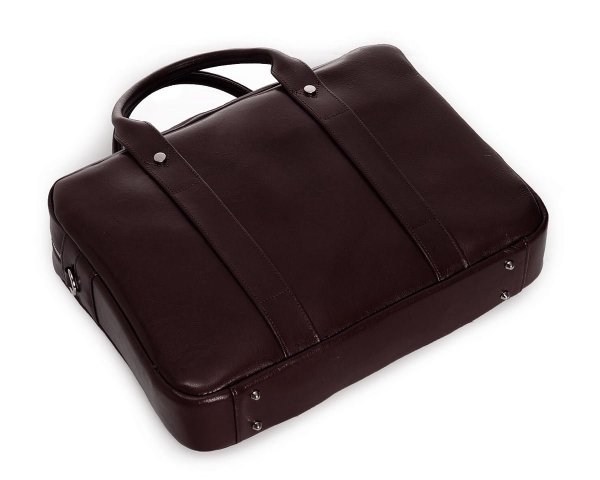 Skórzana torba na laptopa Solome Brema ciemny brązowy detal