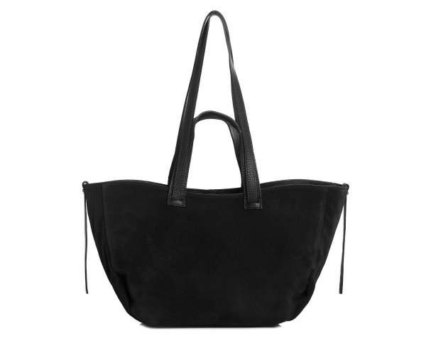 Skórzana torba damska włoska torebka miejska Solome Moza czarna zamszowa tył