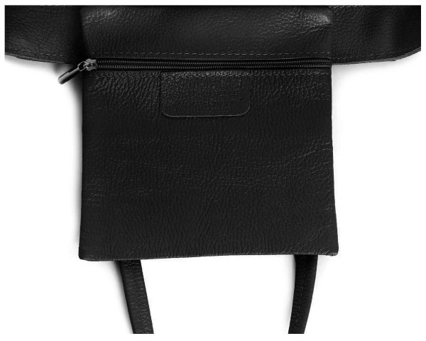 Skórzana torba damska włoska torebka miejska Solome Havana czarna kieszeń