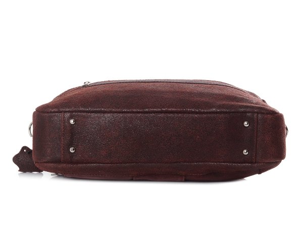 Skórzana męska torba na ramię Solome Oregon brązowa krek vintage spód
