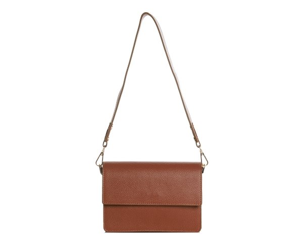 Karmelowa skórzana listonoszka torebka damska Solome Ulla na ramię przód