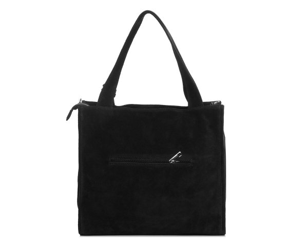 Skórzana torba damska włoska torebka miejska Solome Naomi czarna zamszowa tył