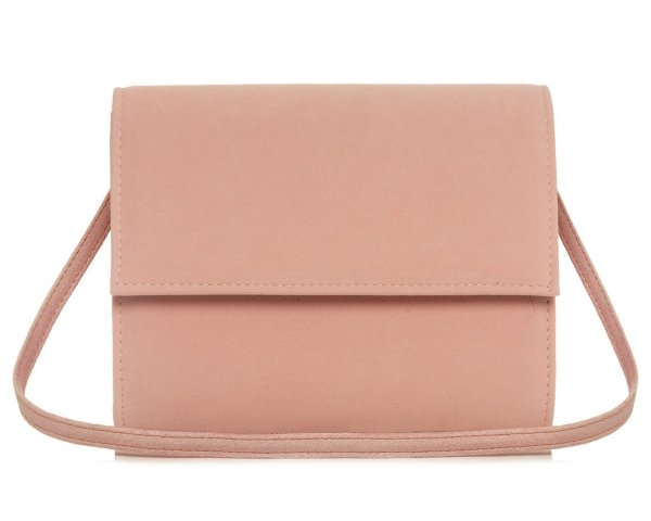 Kopertówka torebka wizytowa Solome M6 zamsz dusty pink przód