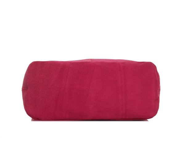 Skórzana torba damska włoska torebka miejska Solome Oponka fuksja zamszowa spód