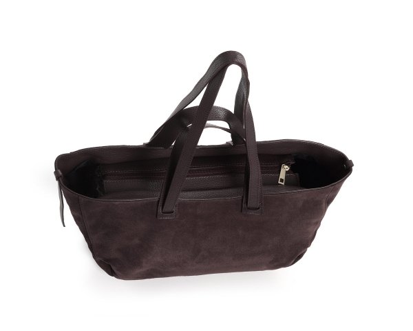 Skórzana torba damska włoska torebka miejska Solome Moza brązowa zamszowa  z góry