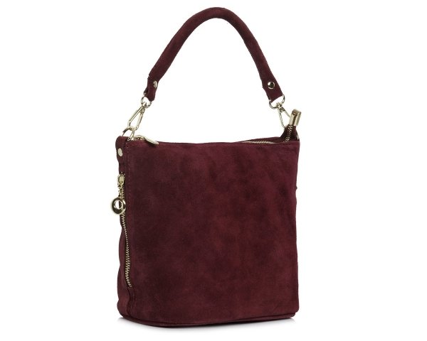 Damska skórzana torebka wizytowa listonoszka Solome Diola bordowa skos