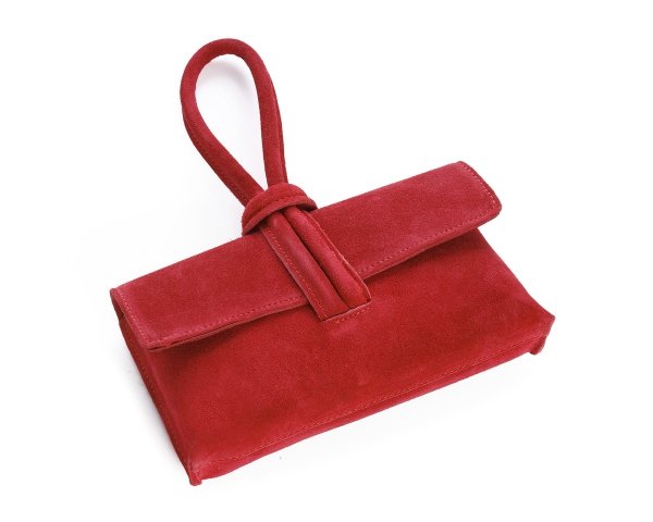 Damska skórzana kopertówka torebka wizytowa Solome Flora czerwona z góry