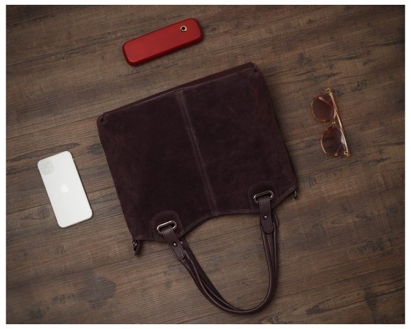 Damska skórzana torebka wizytowa listonoszka Solome Daily bordowa zamsz plener