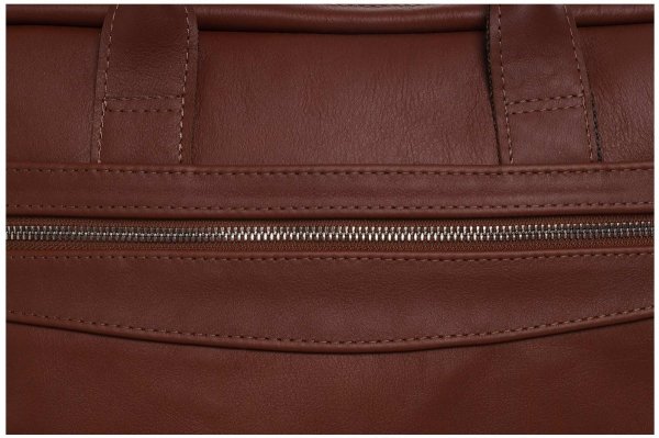 Skórzana aktówka torba na laptopa Solome Summit brązowa koniak detal