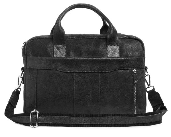 Skórzana męska torba na ramię Solome Oregon szara krek vintage przód