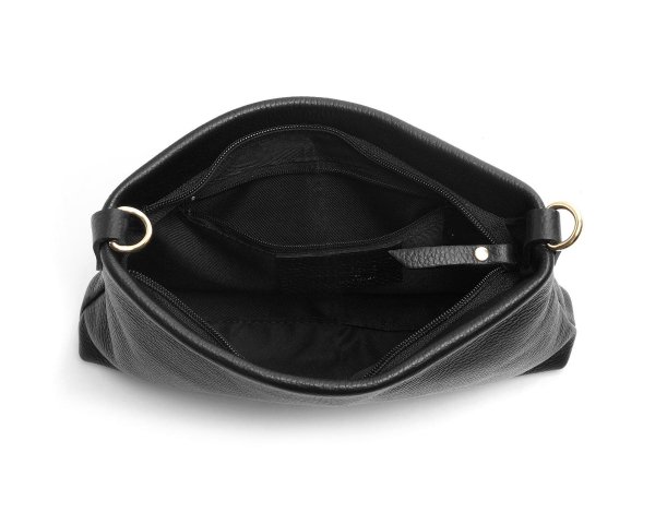 Damska skórzana kopertówka torebka wizytowa Solome Inka czarna wnętrze