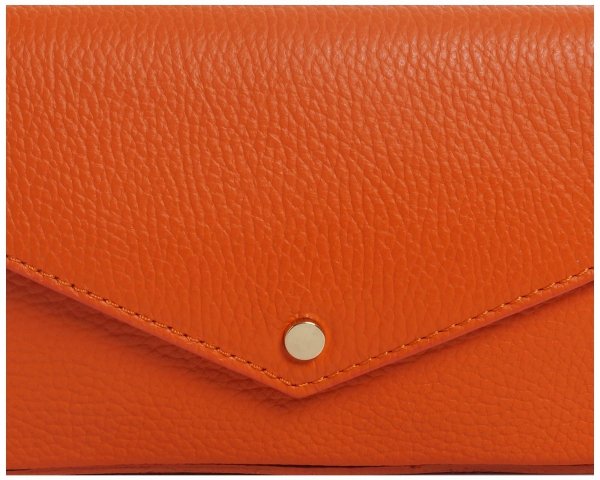Damska skórzana kopertówka torebka wizytowa Solome L3 pomarańczowa detal