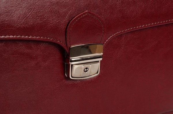 Skórzana teczka na dokumenty Solome bordowa detal 1