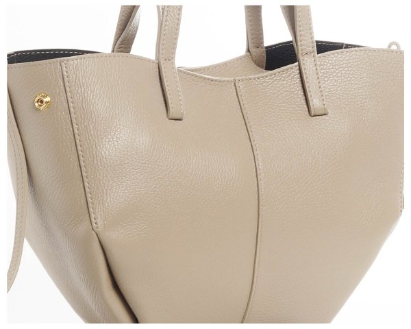 Włoska skórzana torba damska Shopperka Solome Monroe beż krem detal