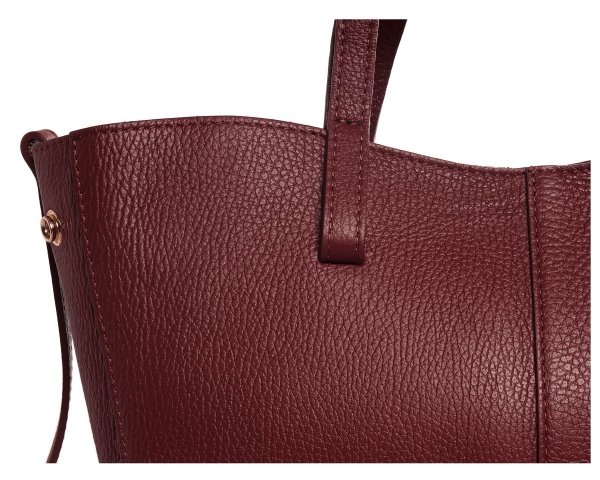 WŁOSKA SKÓRZANA TORBA DAMSKA SOLOME MONROE BORDOWA DETAL