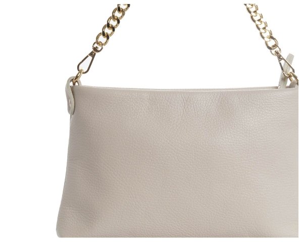 Damska skórzana kopertówka torebka wizytowa Solome Inka jasny beż detal