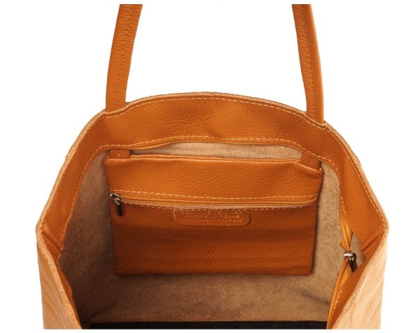 Skórzana torba damska włoska torebka miejska Solome Havana camel saszetka