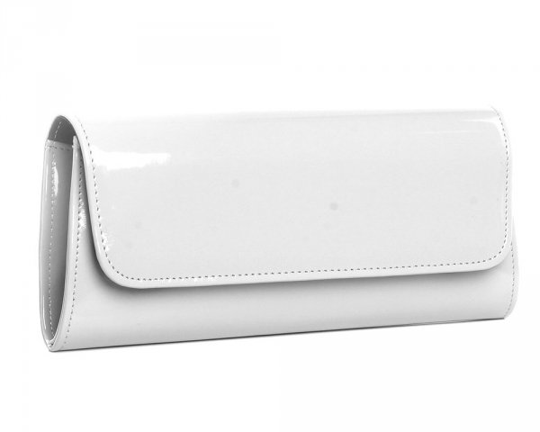 Torebka wizytowa kopertówka Solome L26 biała lakierowana skos