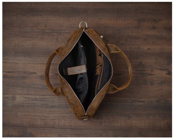 Skórzana męska torba na ramię Solome Oregon brązowa vintage wnętrze