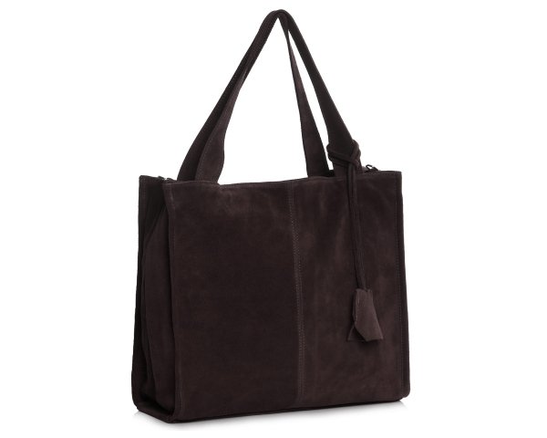 Skórzana torba damska włoska torebka miejska Solome Naomi brązowa zamszowa skos