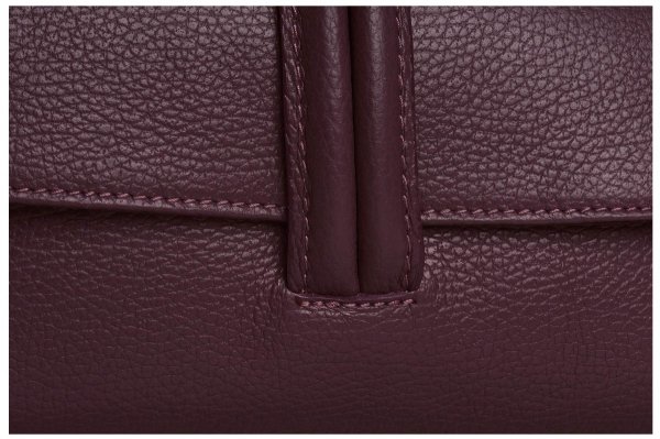 Damska skórzana kopertówka torebka wizytowa Solome Flora bordowa detal