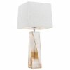 Piękna lampa stołowa lampka nocna klasyczna szklana lister miodowy designerska podstawa srebrny tkaninowy abażur LILLE 3840 Argon