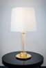 Minimalistyczna lampa stołowa lampka nocna transparentne ryflowane szkło biały abażur satyna mosiądz szczotkowany HAMPTON 8540 Argon