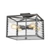 Plafon Louvre - 4 źródła światła ciemnoszara stalowa rama przypominająca klatkę szklane elementy nowoczesna industrialna LOUVRE-4F ELSTEAD LIGHTING