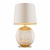 Złota lampa stołowa lampka nocna minimalistyczna szklana kula miodowa beżowy abażur satyna mosiądz szczotkowany HAMILTON 8535 Argon