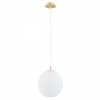 Lampa wisząca minimalistyczna biała kula 25cm opal mat ryflowane mleczne szkło złote dodatki PALOMA 8507 Argon