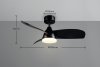 Nowoczesna lampa sufitowa z wiatrakiem LED czarna klasyczna minimalistyczna metalowa ściemnialna na pilota HELSINKI R62732132 Rl