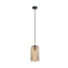 Czarno Złota Lampa Wisząca Dekoracyjny Bursztynowy Szklany Klosz RENTI PND-25205-1S-BK-AMB ITALUX