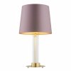 Duża lampa stołowa lampka nocna transparentne ryflowane szło różowy abażur satyna mosiądz szczotkowany HAMPTON 8542 Argon