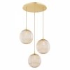 Lampa wisząca 3 płomienna na okragłej podsufitce kule mosiądz ryflowanie miodowa glamour salon jadalnia PALOMA 6311 Argon