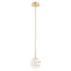 Mosiężna Lampa Wisząca Złota Marmur Alabastrowy Klosz Kula Mała ALMIROS 8450 ARGON
