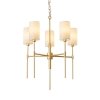 Lampa wisząca metalowa złota 5-płomienna elegancka klasyczna minimalistyczna tkaninowy biały abażur DARLING ST-9501-5 GOLD Step Into Design