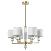 Złota lampa wisząca żyrandol abażurowy SUTTON P06692BR-WH lampa salonowa jadalniana Glamour złota z białymi abażurami